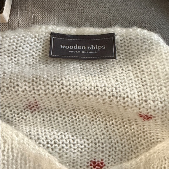 WOODEN SHIP heart design valentines mohair oversized v neck sweater XS - Picture 3 of 5